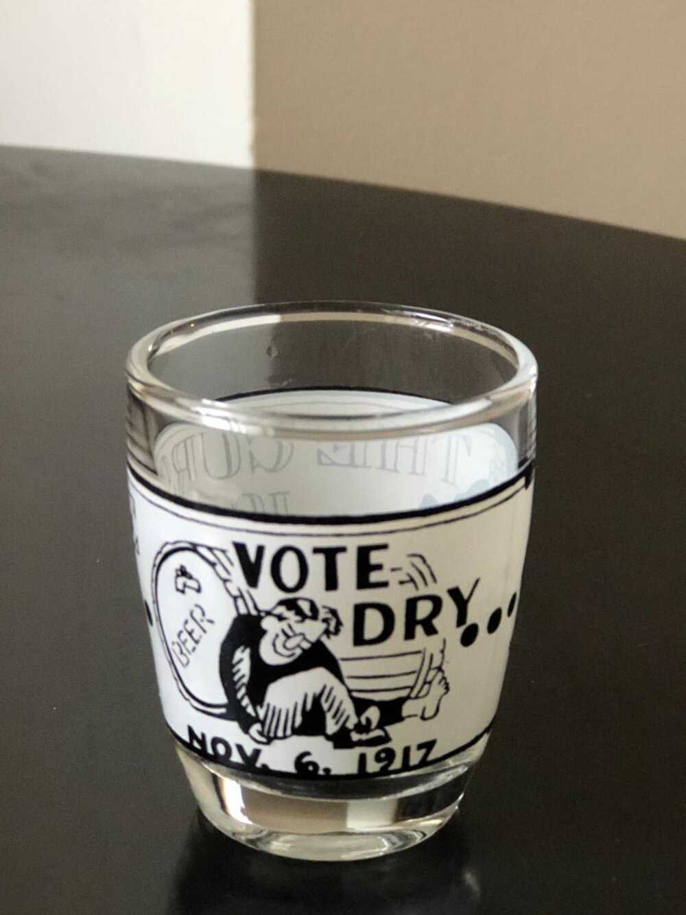 Vintage Anchor Hocking Prohibition 'Vote Dry' Nov 6 1917 Shot Glass Barware MCM